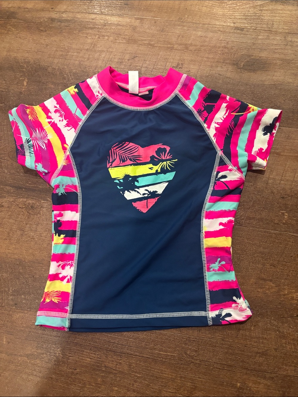 Big Chill Navy and Hot Pink Girls Swim Top